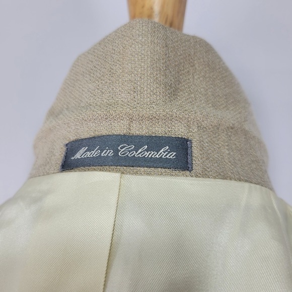 Oscar de la Renta Men's Sport Coat Blazer Two Button Beige Silk Wool Size 42R - Picture 14 of 16